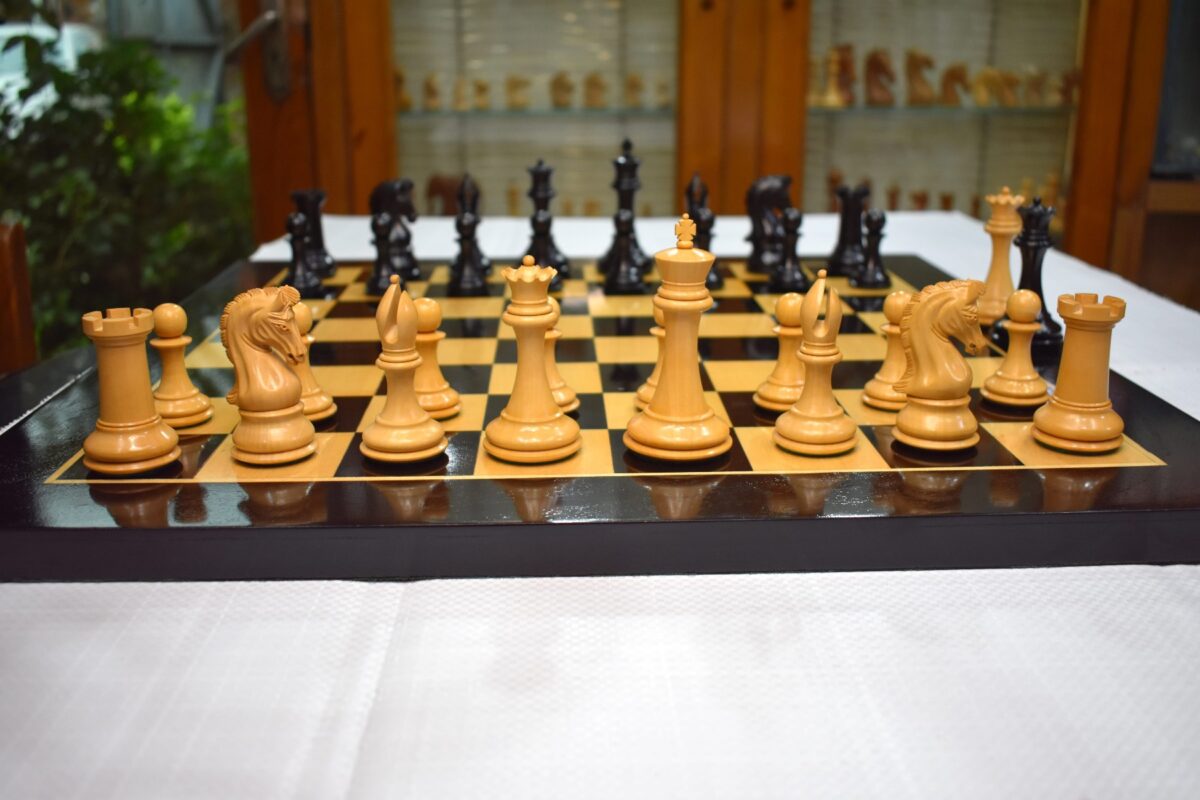 Imperial Series chess set Boxwood & Ebony 3" King with 2" square chess board-0