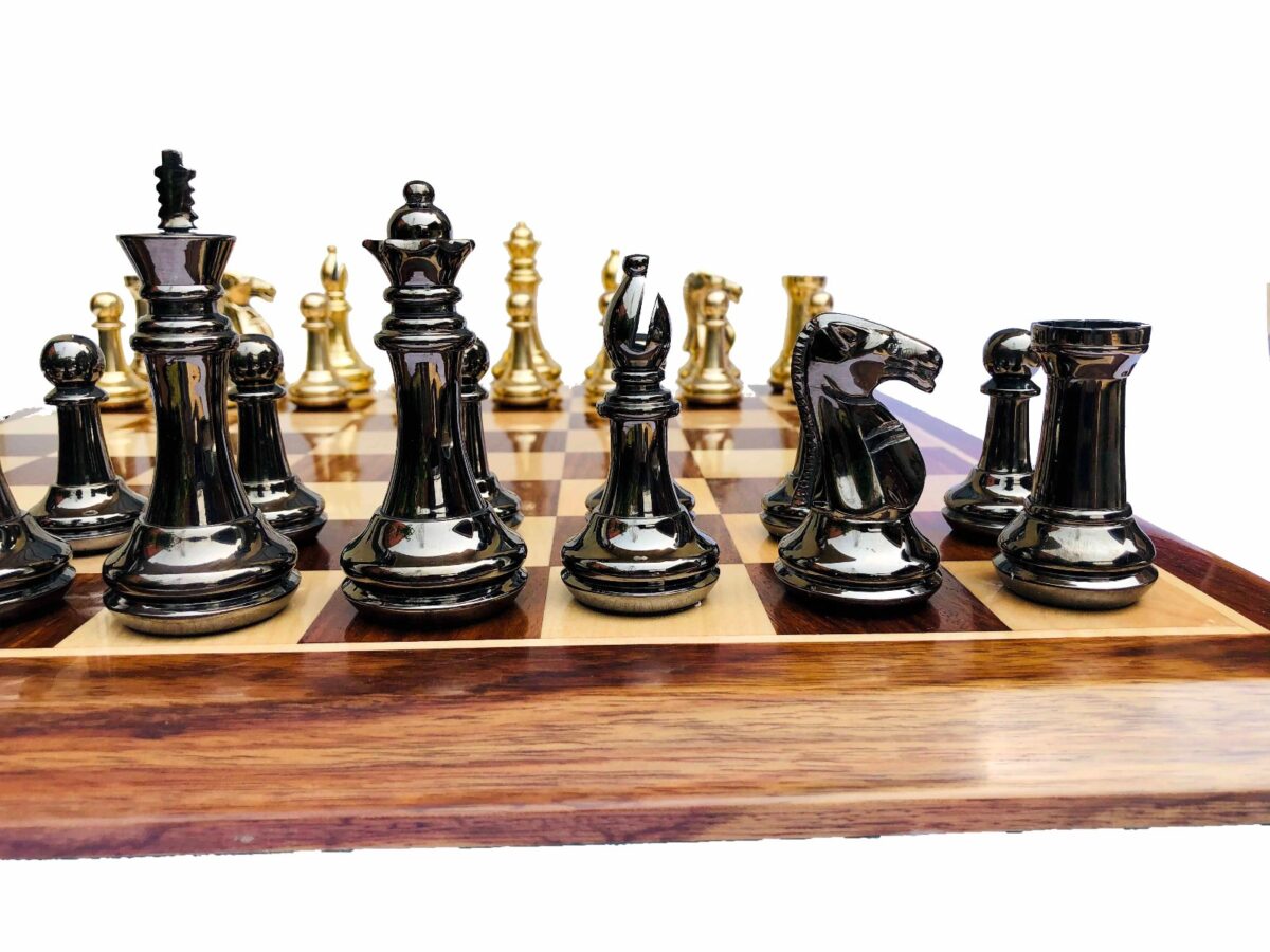 Exclusive Brass Staunton Chess Pieces Brass & Black Coated Brass 4" King-0