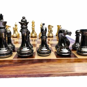 Exclusive Brass Staunton Chess Pieces Brass & Black Coated Brass 4" King-0