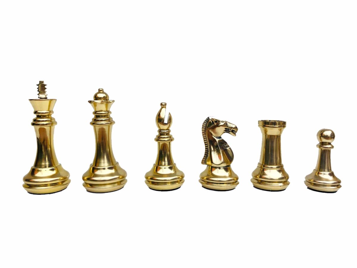 Exclusive Brass Staunton Chess Pieces Brass & Black Coated Brass 4" King-7210