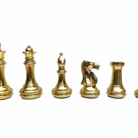 Exclusive Brass Staunton Chess Pieces Brass & Black Coated Brass 4" King-7210