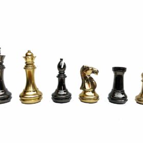 Exclusive Brass Staunton Chess Pieces Brass & Black Coated Brass 4" King-7209