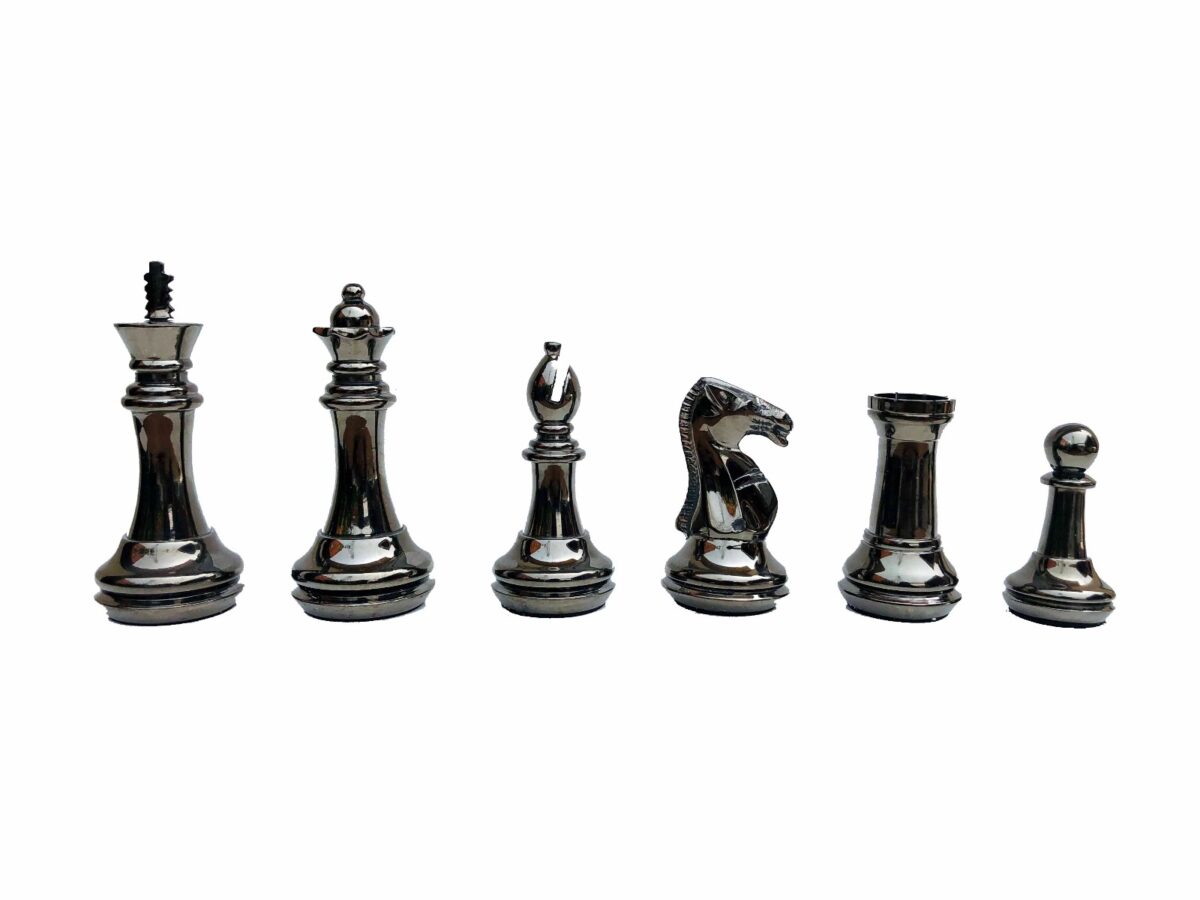 Exclusive Brass Staunton Chess Pieces Brass & Black Coated Brass 4" King-7211