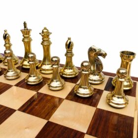 Exclusive Brass Staunton Chess Pieces Brass & Black Coated Brass 4" King-7216