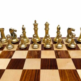 Exclusive Brass Staunton Chess Pieces Brass & Black Coated Brass 4" King-7213