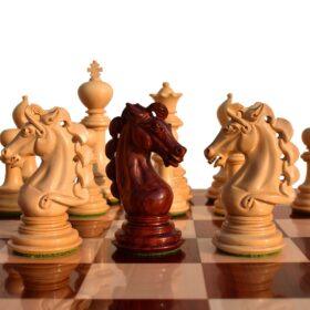 Svadilfari Stallion Series Chess set Boxwood & Padauk 4.4" king with 2.25" Square Chess Board-6945