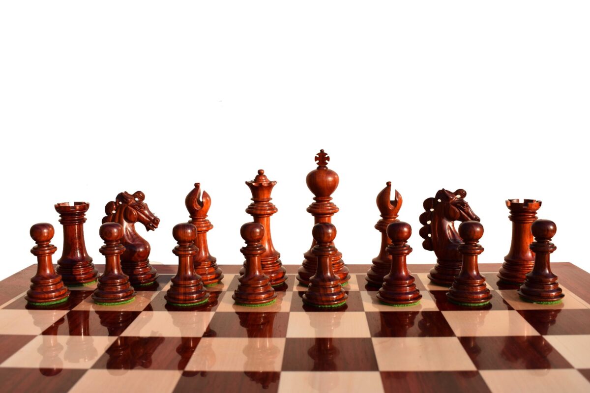 Svadilfari Stallion Series Chess set Boxwood & Padauk 4.4" king with 2.25" Square Chess Board-6938