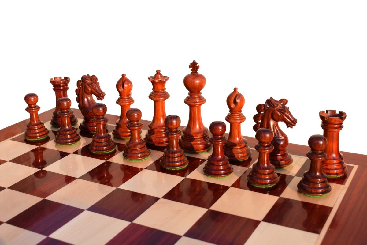 Svadilfari Stallion Series Chess set Boxwood & Padauk 4.4" king with 2.25" Square Chess Board-6939