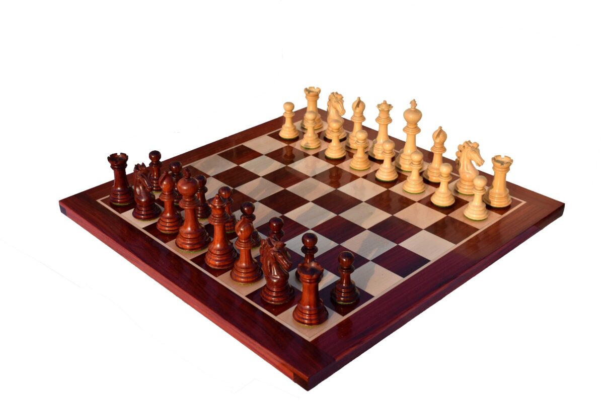 Svadilfari Stallion Series Chess set Boxwood & Padauk 4.4" king with 2.25" Square Chess Board-6941