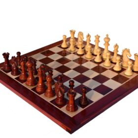 Svadilfari Stallion Series Chess set Boxwood & Padauk 4.4" king with 2.25" Square Chess Board-6941