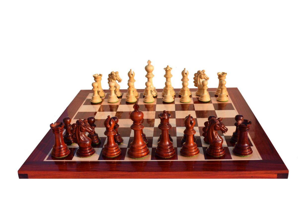 Svadilfari Stallion Series Chess set Boxwood & Padauk 4.4" king with 2.25" Square Chess Board-6940