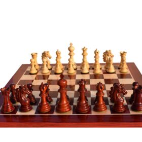 Svadilfari Stallion Series Chess set Boxwood & Padauk 4.4" king with 2.25" Square Chess Board-6940