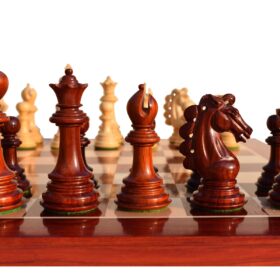 Svadilfari Stallion Series Chess set Boxwood & Padauk 4.4" king with 2.25" Square Chess Board-6942