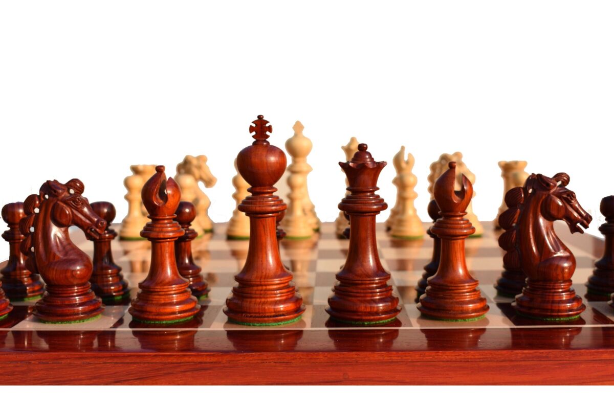 Svadilfari Stallion Series Chess set Boxwood & Padauk 4.4" king with 2.25" Square Chess Board-0