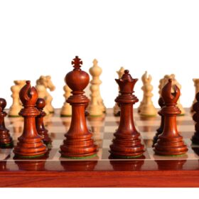 Svadilfari Stallion Series Chess set Boxwood & Padauk 4.4" king with 2.25" Square Chess Board-0