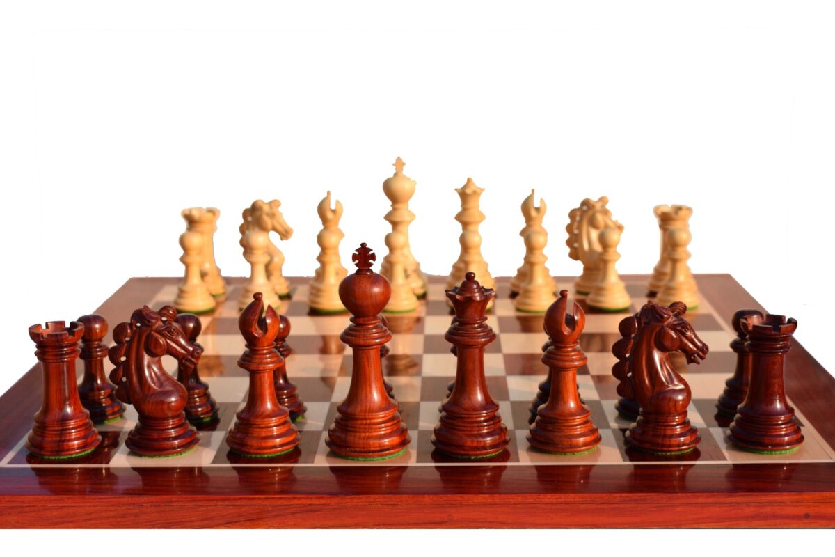 Svadilfari Stallion Series Chess set Boxwood & Padauk 4.4" king with 2.25" Square Chess Board-6943