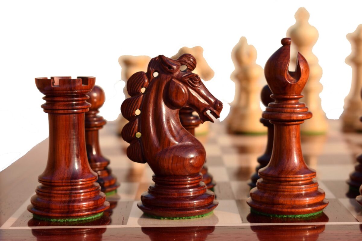 Svadilfari Stallion Series Chess set Boxwood & Padauk 4.4" king with 2.25" Square Chess Board-6944