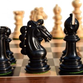 Svadilfari Stallion Series Chess set Boxwood & Ebony 4.4" king with 2.25" Square Chess Board-6926