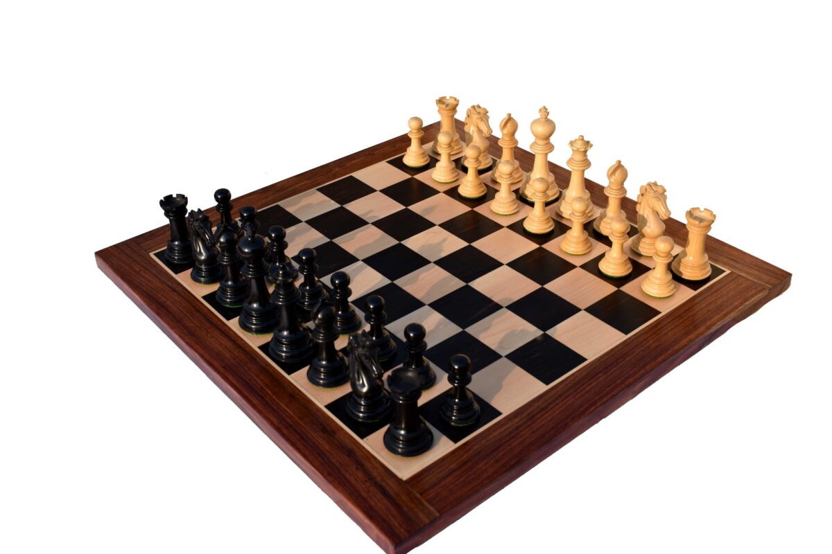 Svadilfari Stallion Series Chess set Boxwood & Ebony 4.4" king with 2.25" Square Chess Board-6916