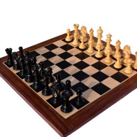 Svadilfari Stallion Series Chess set Boxwood & Ebony 4.4" king with 2.25" Square Chess Board-6916