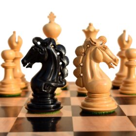 Svadilfari Stallion Series Chess set Boxwood & Ebony 4.4" king with 2.25" Square Chess Board-6927