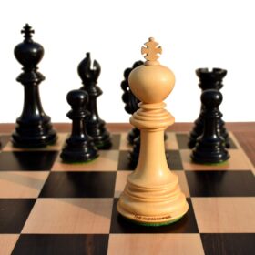 Svadilfari Stallion Series Chess set Boxwood & Ebony 4.4" king with 2.25" Square Chess Board-6930