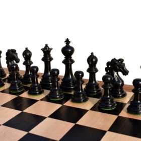 Svadilfari Stallion Series Chess set Boxwood & Ebony 4.4" king with 2.25" Square Chess Board-6924