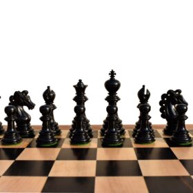 Svadilfari Stallion Series Chess set Boxwood & Ebony 4.4" king with 2.25" Square Chess Board-6923