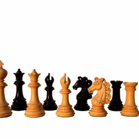 Svadilfari Stallion Series Chess set Boxwood & Ebony 4.4" king with 2.25" Square Chess Board-6917