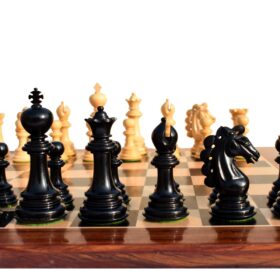 Svadilfari Stallion Series Chess set Boxwood & Ebony 4.4" king with 2.25" Square Chess Board-6925