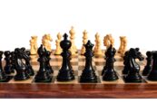 Svadilfari Stallion Series Chess set Boxwood & Ebony 4.4" king with 2.25" Square Chess Board-0