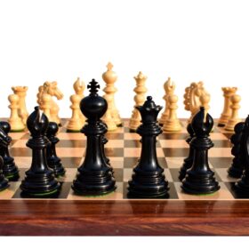 Svadilfari Stallion Series Chess set Boxwood & Ebony 4.4" king with 2.25" Square Chess Board-0