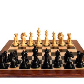 Svadilfari Stallion Series Chess set Boxwood & Ebony 4.4" king with 2.25" Square Chess Board-6915