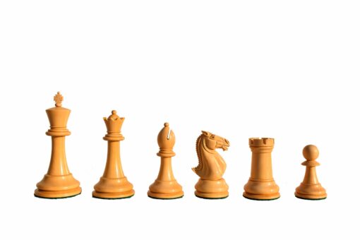 The Alegria Series Chess Set Boxwood & Ebony 4.25" King with 2.25" Square Chess Board-7138