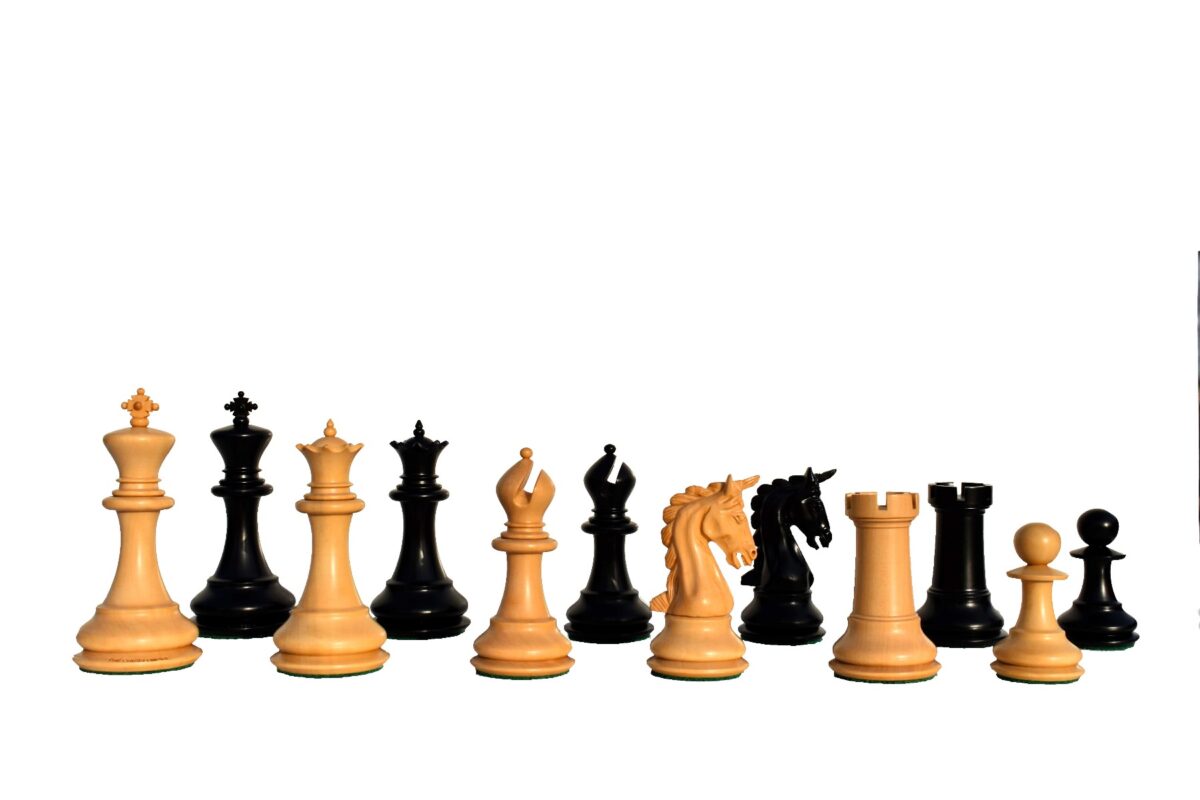 The Cambridge Series chess set Boxwood & Ebony 4.25" King with 2.25" square chess board-7122