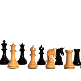 The Cambridge Series chess set Boxwood & Ebony 4.25" King with 2.25" square chess board-7122