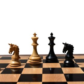 The Cambridge Series chess set Boxwood & Ebony 4.25" King with 2.25" square chess board-7126