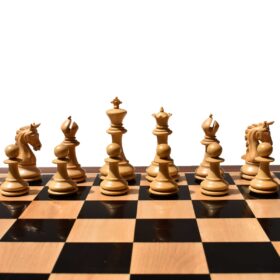 The Cambridge Series chess set Boxwood & Ebony 4.25" King with 2.25" square chess board-7127