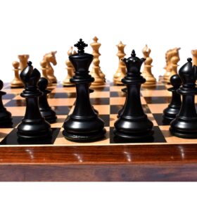 The Cambridge Series chess set Boxwood & Ebony 4.25" King with 2.25" square chess board-7117