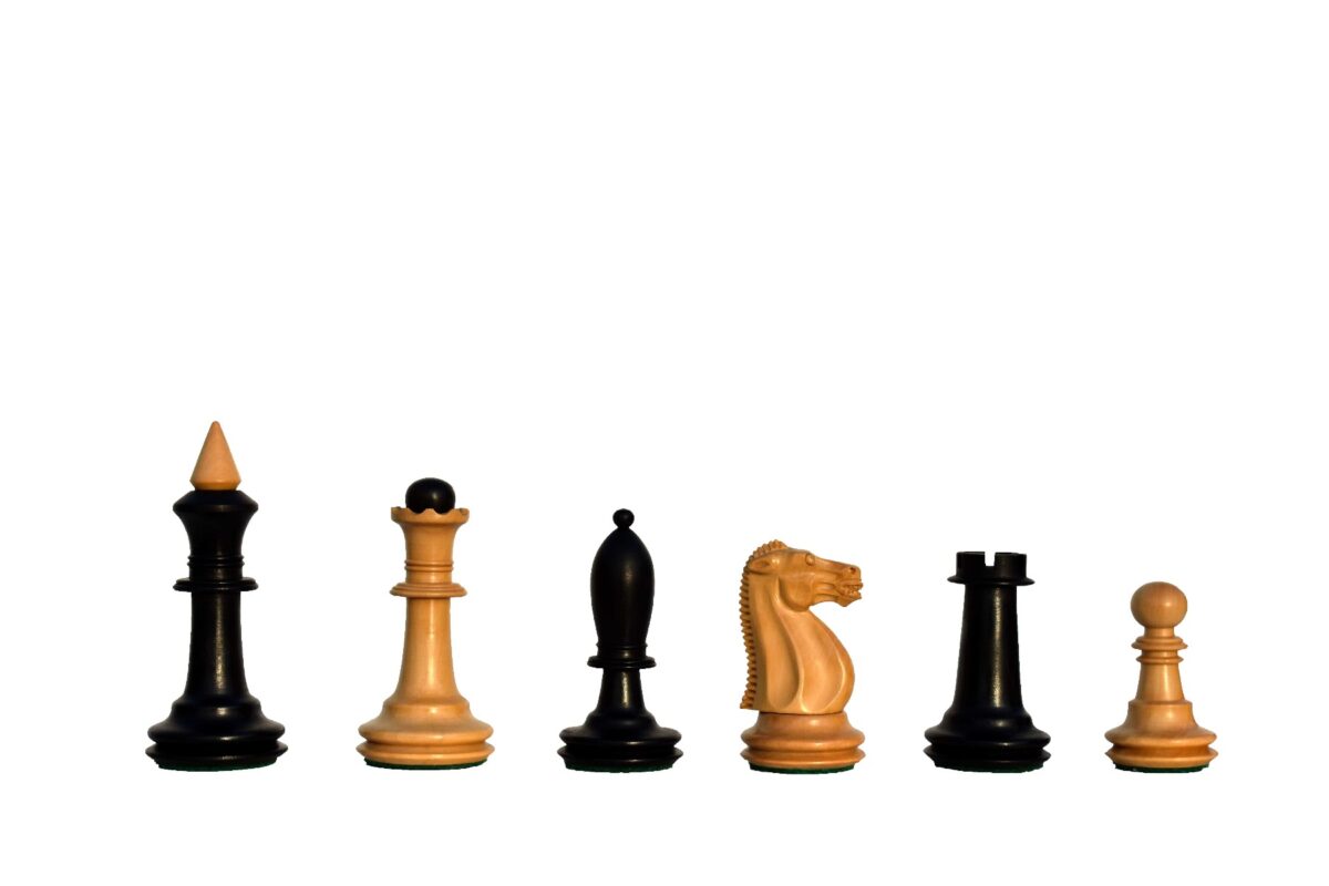 The Shkolnik Series version II soviet reproduction Chess Pieces Boxwood & Ebonized 3.5" King -7191