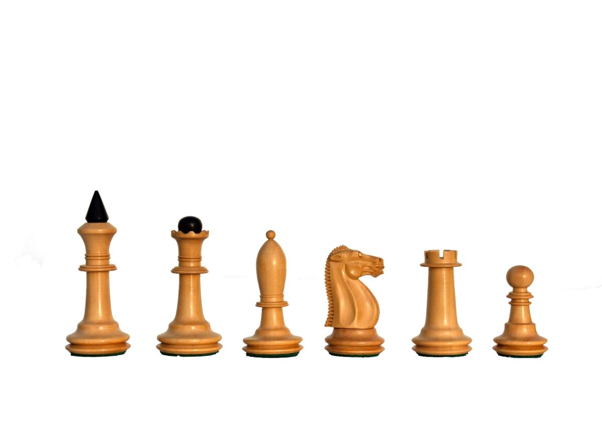 The Shkolnik Series version II soviet reproduction Chess Pieces Boxwood & Ebonized 3.5" King -7193