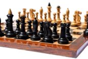 The Shkolnik Series version II soviet reproduction Chess set Boxwood & Ebonized 3.5" King with 1.75" Square Chess board-0