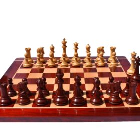 The Sultan Series Chess Set Boxwood & Padauk 4.4" King with 2.25" Chess board-7163