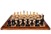 Zagreb 59 Series Chess Set Boxwood & Ebony 3.9" King with 2" Square Chess Board -0