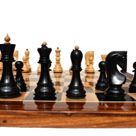 Zagreb 59 Series Chess Set Boxwood & Ebony 3.9" King with 2" Square Chess Board -7344