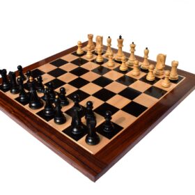 Zagreb 59 Series Chess Set Boxwood & Ebony 3.9" King with 2" Square Chess Board -7342