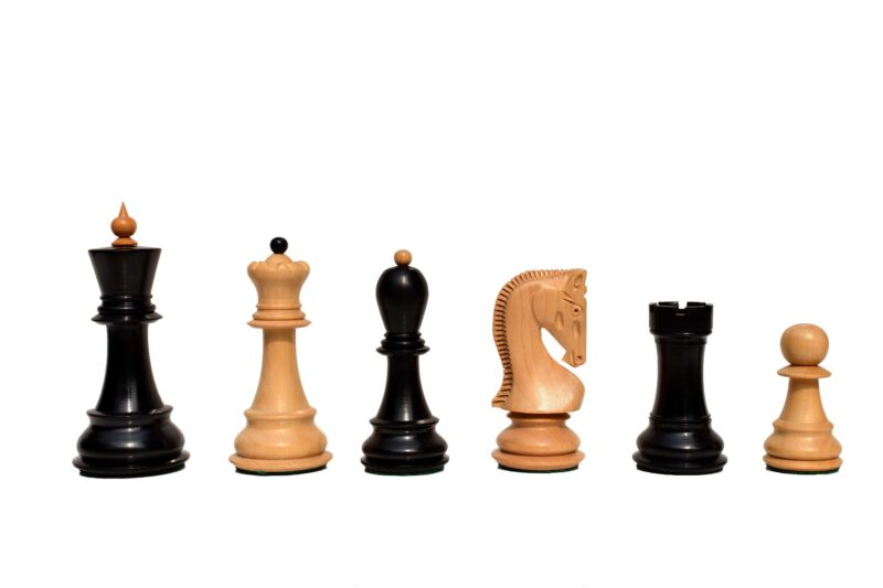 Zagreb 59 Series Chess Pieces Boxwood & Ebonized 3.9" King -0