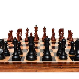 Zagreb 59 Series Chess Set Ebony & Padauk 3.9" King with 2" Square Chess Board -7335