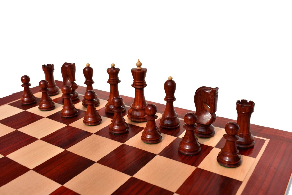 Zagreb 59 Series Chess Set Boxwood & Padauk 3.9" King with 2" Square Chess Board -7330