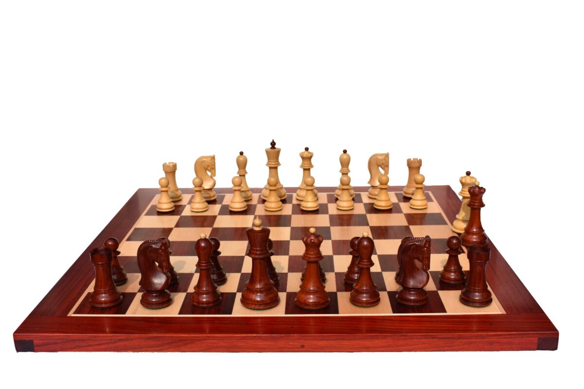 Zagreb 59 Series Chess Set Boxwood & Padauk 3.9" King with 2" Square Chess Board -7328